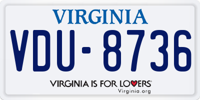 VA license plate VDU8736
