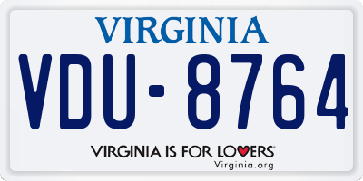 VA license plate VDU8764