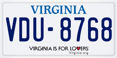 VA license plate VDU8768