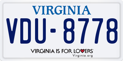 VA license plate VDU8778