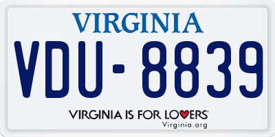 VA license plate VDU8839