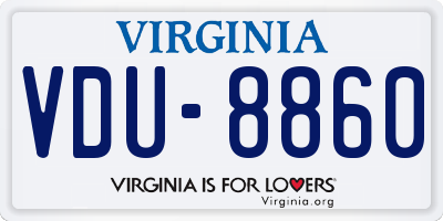VA license plate VDU8860