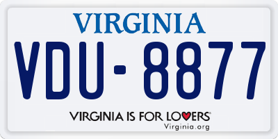 VA license plate VDU8877