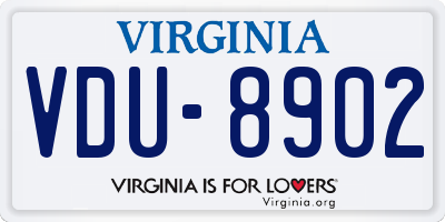 VA license plate VDU8902
