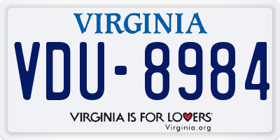 VA license plate VDU8984