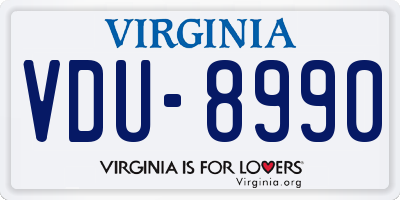 VA license plate VDU8990