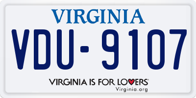 VA license plate VDU9107