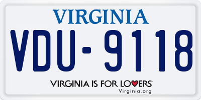 VA license plate VDU9118