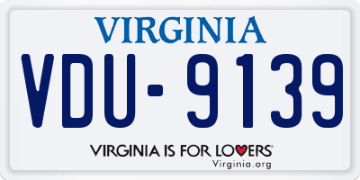 VA license plate VDU9139