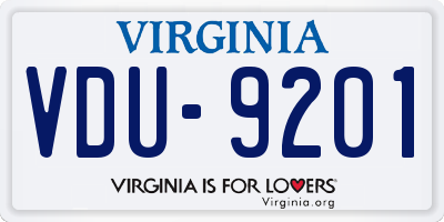 VA license plate VDU9201