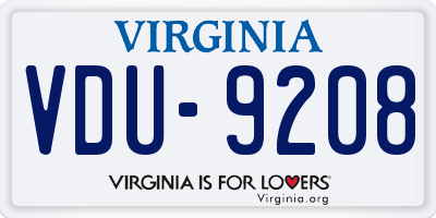 VA license plate VDU9208