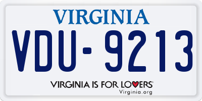 VA license plate VDU9213
