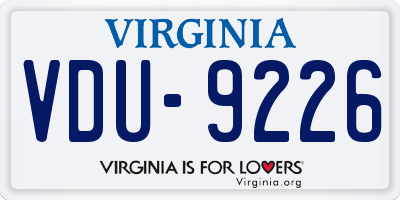 VA license plate VDU9226