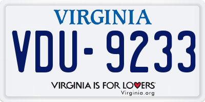 VA license plate VDU9233