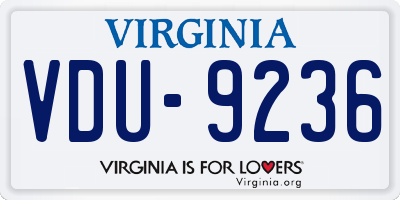 VA license plate VDU9236