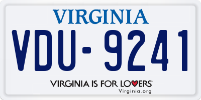 VA license plate VDU9241
