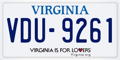 VA license plate VDU9261