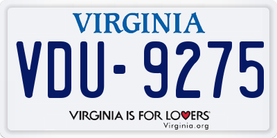 VA license plate VDU9275