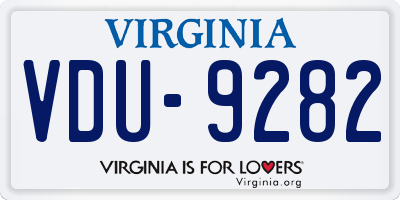 VA license plate VDU9282