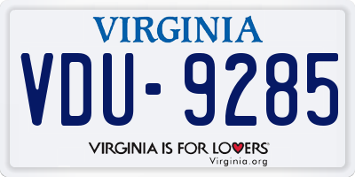 VA license plate VDU9285