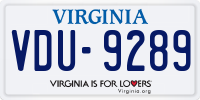 VA license plate VDU9289