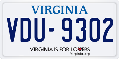 VA license plate VDU9302