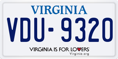 VA license plate VDU9320
