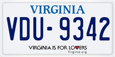 VA license plate VDU9342