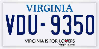 VA license plate VDU9350