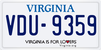 VA license plate VDU9359