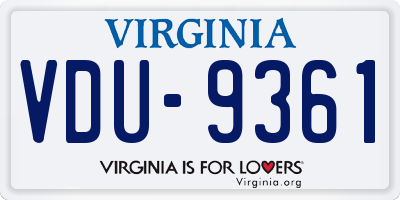 VA license plate VDU9361