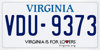 VA license plate VDU9373