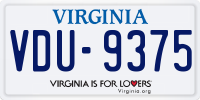 VA license plate VDU9375