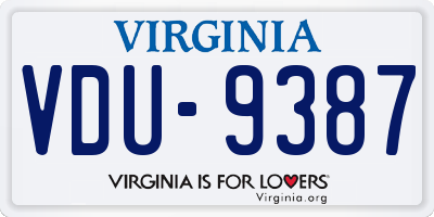 VA license plate VDU9387