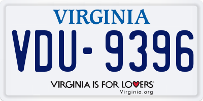 VA license plate VDU9396