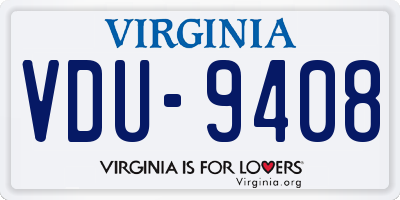 VA license plate VDU9408
