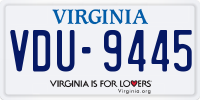 VA license plate VDU9445