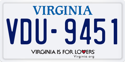VA license plate VDU9451
