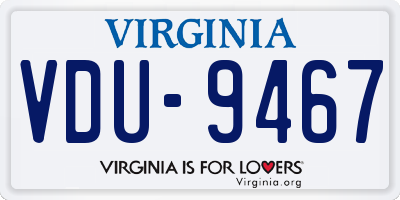 VA license plate VDU9467