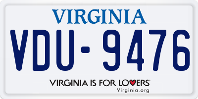 VA license plate VDU9476