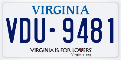 VA license plate VDU9481