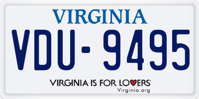 VA license plate VDU9495