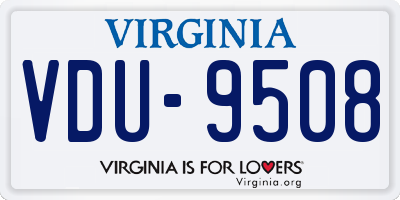 VA license plate VDU9508