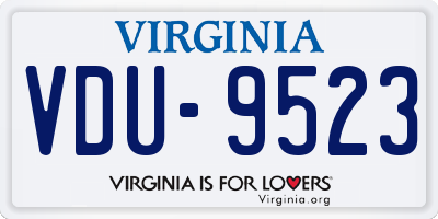VA license plate VDU9523