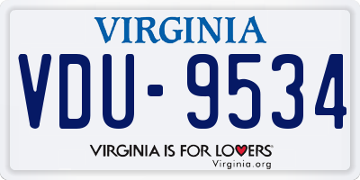 VA license plate VDU9534