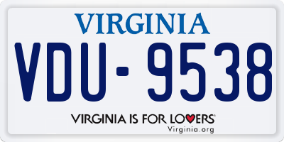 VA license plate VDU9538