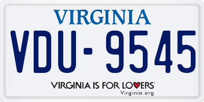 VA license plate VDU9545