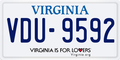 VA license plate VDU9592