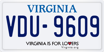 VA license plate VDU9609