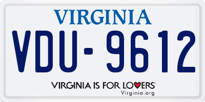 VA license plate VDU9612